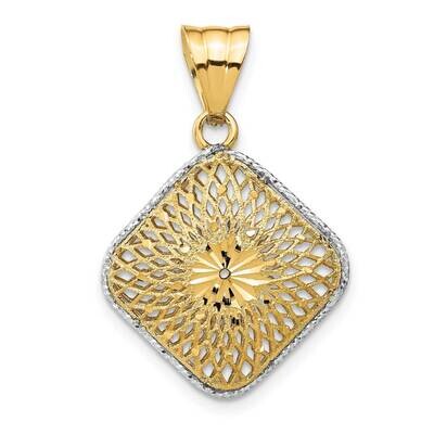 Leslie&#39;s Diamond-cut Filigree Square Pendant 14k Gold Rhodium-plated HB-LF1368, MPN: LF1368, 196904…