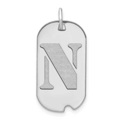 Letter N Initial Dog Tag Pendant 14k White Gold Polished YC1439WN, MPN: YC1439WN, 196904087671