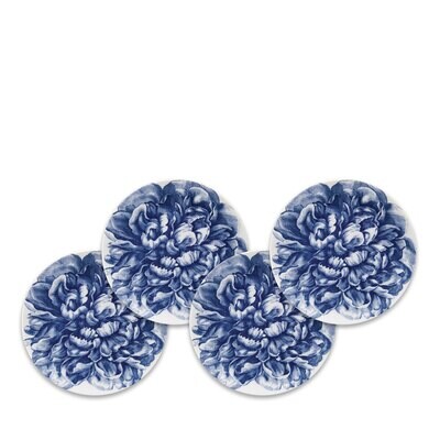Caskata Peony Full Bloom Canape Plates Set of 4 Blue CANA-871, MPN: CANA-871, 816666028971