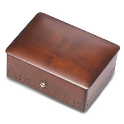 Smooth Top Leaf Engraved Wooden Box GM16162, MPN: GM16162, 610939072605