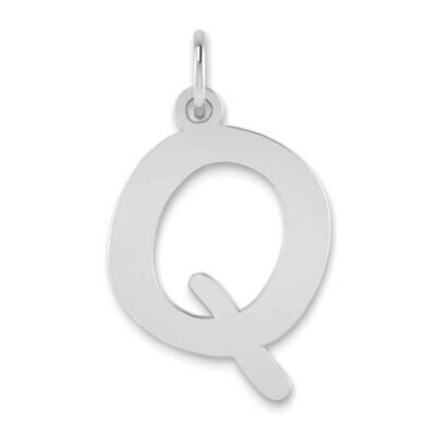 Bubble Letter Q Initial Pendant 14k White Gold Polished YC1441WQ, MPN: YC1441WQ, 196904077603