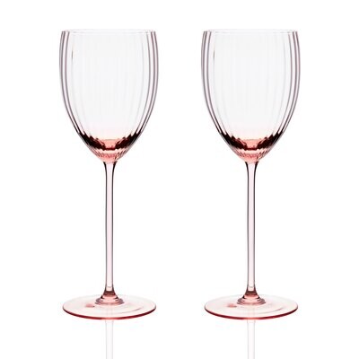 Caskata Quinn Optic White Wine Glasses Set of 2 Rose GL-OWWIN-300, MPN: GL-OWWIN-300, 817325013567