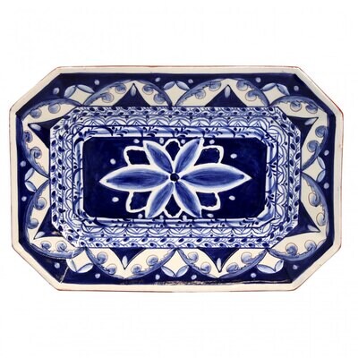 Casafina Alentejo Terracotta Indigo Octagonal Platter T70-BW, MPN: T70-BW, 840289016152