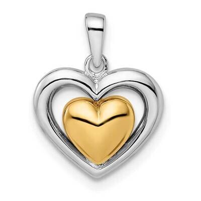 Gold-Plated Heart Pendant Sterling Silver Rhodium-Plated QP5515, MPN: QP5515,