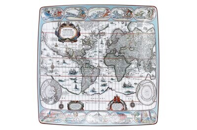 Mottahedeh Globe Square Plate MP1213, MPN: MP1213,