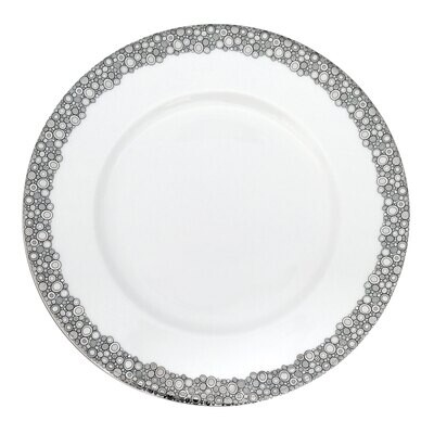 Caskata Ellington Shine Simple Rimmed Dinner Plate Platinum DINL-215S, MPN: DINL-215S, 817325018043