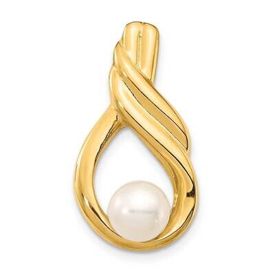 6-7mm White Button Freshwater Cultured Pearl Pendant Chain Slide 14k Gold XF739, MPN: XF739, 883957…