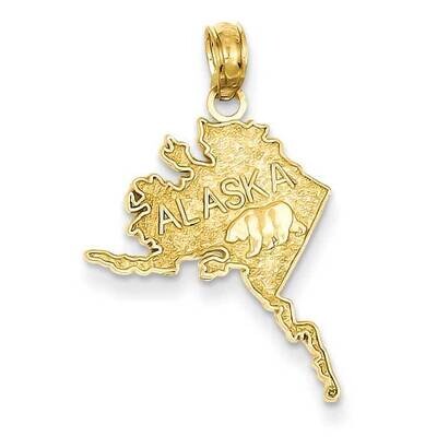 Textured ALASKA Map Pendant 14k Gold Polished  D4409, MPN: D4409, 637218151905