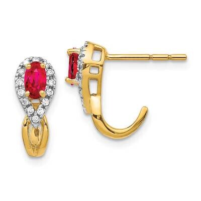 Ruby Earrings 14k Gold Diamond EM5593-RU-013-YA, MPN: EM5593-RU-013-YA, 883957445458