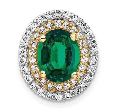 Created Emerald Pendant 14k Two-tone Gold Lab Grown Diamond PM7500-CEM-050-WYLG, MPN: PM7500-CEM-05…
