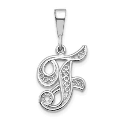 Filigree Initial F Pendant 10k White Gold 10D1281F, MPN: 10D1281F,