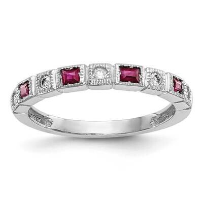 Diamond with Ruby Band 14k White Gold RM3451B-RU-010-WAA, MPN: RM3451B-RU-010-WAA,