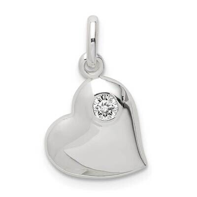 Heart Pendant Sterling Silver CZ Diamond QP5274, MPN: QP5274, 886774100425