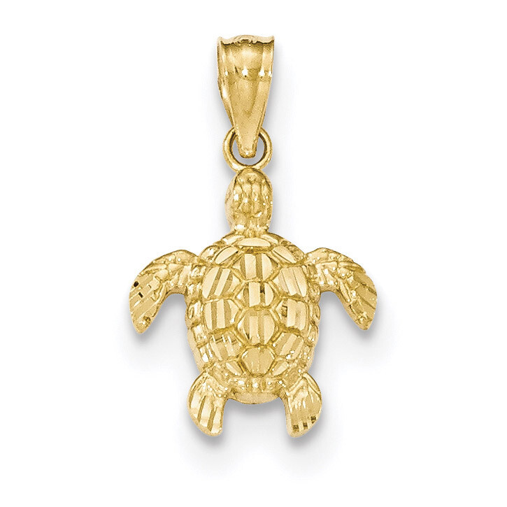 Small DC Turtle Pendant 14K Gold Polished &amp; Textured YC1246, MPN: YC1246, 191101459030