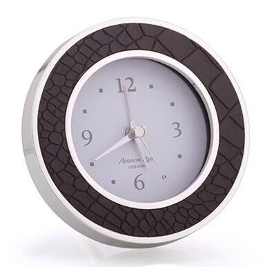 Addison Ross Choc Croc &amp; Silver Alarm Clock 4 x 4 InchSilver-plated FR5607, MPN: FR5607, UPC/EAN: 5…