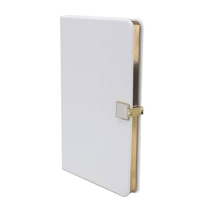 Addison Ross Notebook A5 5x8&quot; Gold White Pu Leather NB1004, MPN: NB1004, UPC/EAN: 5024043188414