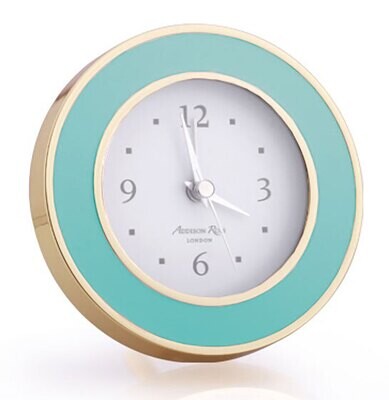 Addison Ross Turquoise Blue &amp; Gold Silent Alarm Clock 4 x 4 Inche-Gold Plating FR5610, MPN: FR5610,…