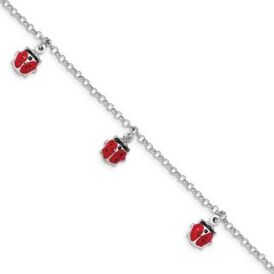 Enameled Ladybug with 1 inch extender Bracelet Sterling Silver Rhodium-plated QG4963-6, MPN: QG4963…