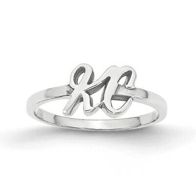 Initial Script or Block Font Ring 14k White Gold Laser Polished XNR75W, MPN: XNR75W, 196904018453
