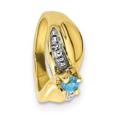 10k Gold Gold and White Rhodium Blue Topaz Ring Pendant MML1001/BLTOP-0YP