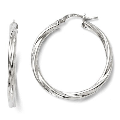 Leslie&#39;s Polished Twisted Hinged Hoop Earrings - Sterling Silver HB-QLE272, MPN: QLE272, 8867745697…