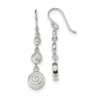 Spiral Shepherd Hook Earrings Sterling Silver QE13973, MPN: QE13973,