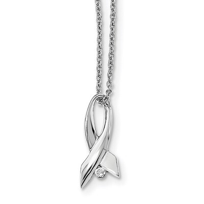 Ribbon Necklace Diamond Sterling Silver QW442-18, MPN: QW442-18, 883957920368