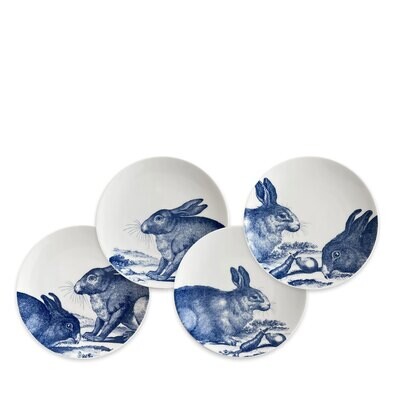 Caskata Blue Bunnies Canape Set of 4 Blue CANA-125, MPN: CANA-125, 816666029916