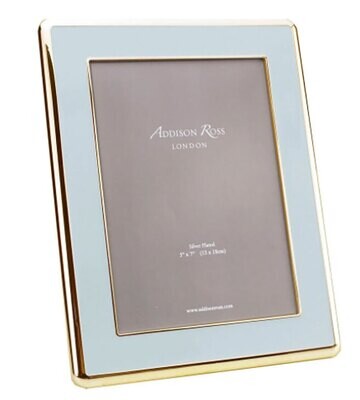 Addison Ross Wide Curved Enamel Picture Frame Powder Blue &amp; Gold 5 x 5 Inch Gold-plated FR6518, MPN…