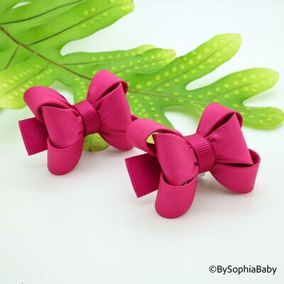 Hot Pink Baby Bow Pig Tail Baby Bow Hot Pink Baby Hair Bow Small Baby Bow Hair Clip Flower Girl Bab…