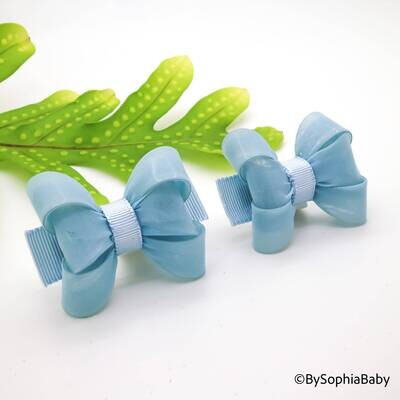 Light Blue Baby Bow Pig Tail Baby Bow Light Blue Baby Hair Bow Small Baby Bow Hair Clip Flower Girl…