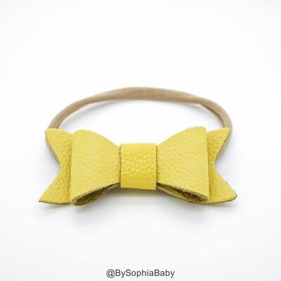Baby Headband Yellow Leather Bow Baby Leather Bow Headband Leather Bow Baby Leather Hair Bow 123, M…