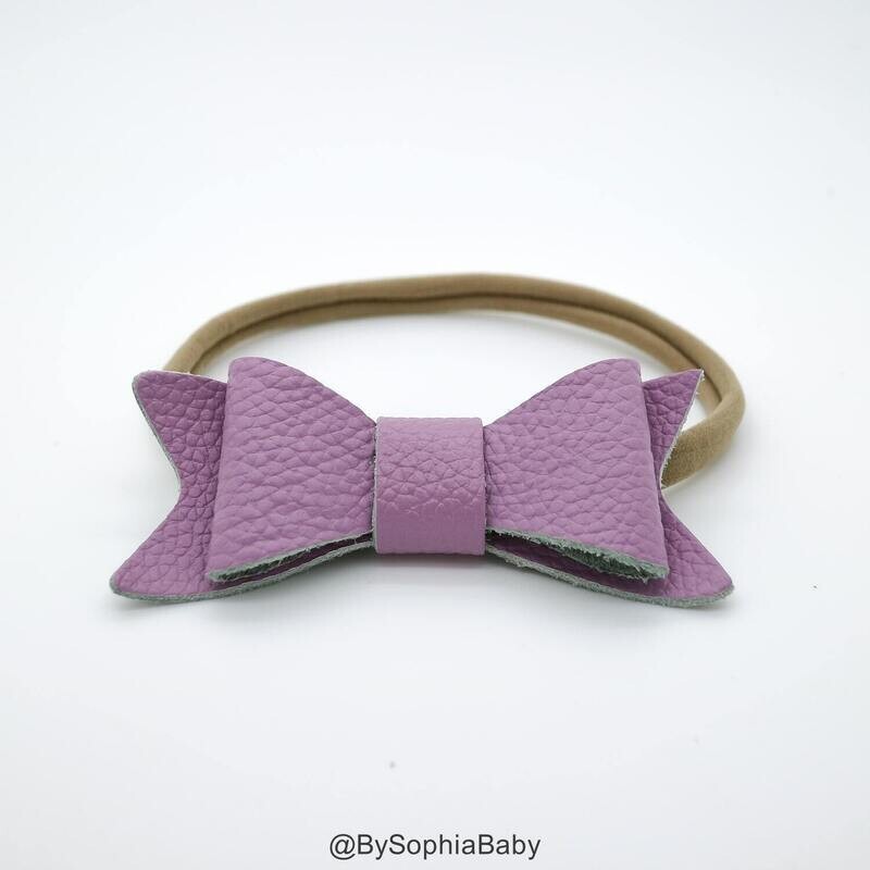 Baby Headband Lavender Leather Bow Purple Baby Leather Bow Headband Leather Bow Baby Leather Hair B…