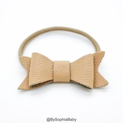 Baby Headband Tan Caramel Leather Bow Baby Leather Bow Headband Leather Bow Baby Leather Hair Bow 1…
