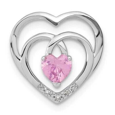 Sterling Silver Created Pink Sapphire Heart Chain Slide PXS2992/CRPKSA-SS