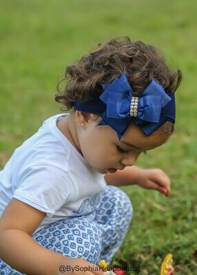 Baby Headband Headwrap Navy Blue Baby Headband Newborn Headband Baby Bow Headband Blue Nylon Headba…