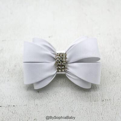 White Bow Hair Clip Girls Hair Clip Bow Hair Clip Wedding Hair Clip Toddler Hair Clip Rhinestone Ha…