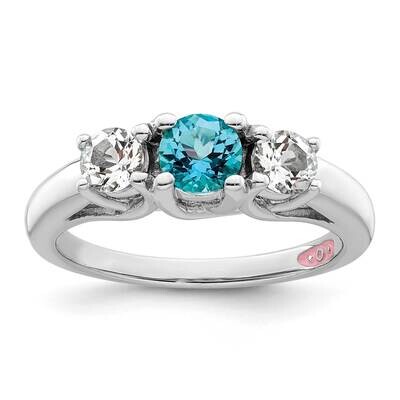 Survivor Collection Clear &amp; Blue Swarovski Topaz Pamela Ring 10k White Gold 10SV206WB, MPN: SV206SS…