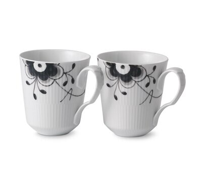 Royal Copenhagen Black Fluted Mug Set/2 12.25 Oz 1027461, MPN: 1027461, 5705140733218