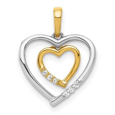 14Kt White with Yellow Gold Heart Charm Diamond Heart Pendant PM4903-003-WYA, MPN: PM4903-003-WYA, …