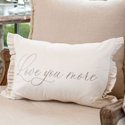 Crown Love You More Velvet Dcor Pillow with Ruffle Taupe DP877