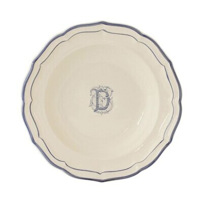 Gien Monogram Filet Bleu Rim Soup Letter D 1710ACRD22, MPN: 1710ACRD22, 840769019758