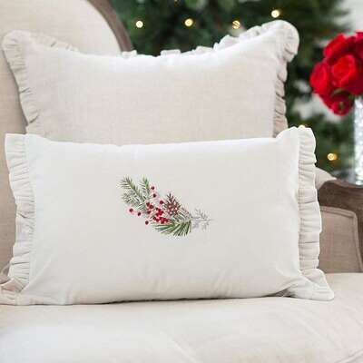 Crown Natale Sprig Velvet Decor Pillow Cream DP870