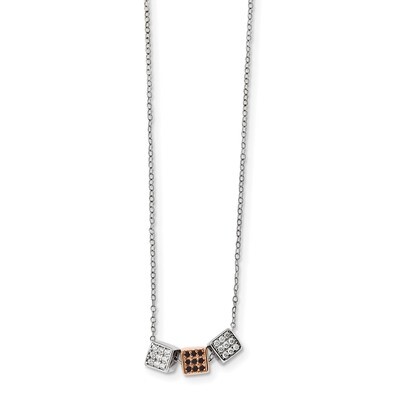 Rose-tone with Black Onyx CZ Diamond Necklace 16.5 Inch Sterling Silver Rhodium QG4421-16.5, MPN: Q…