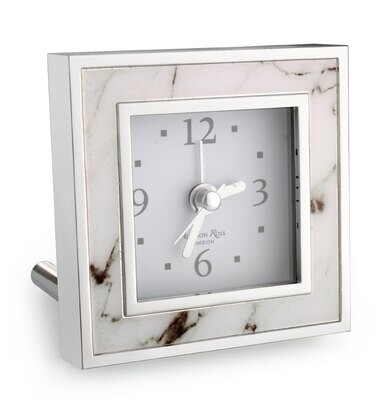 Addison Ross White Marble Alarm Clock 3 x 3 Inch Silver-plated FR1011, MPN: FR1011, UPC/EAN: 502404…
