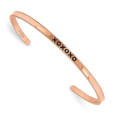 Rose IP-plated xoxoxo CZ 3mm Cuff Bangle Stainless Steel SRB1897 by Chisel, MPN: SRB1897, 191101016…