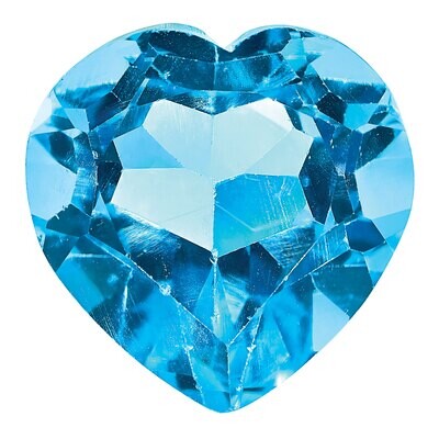 Blue Topaz 7mm Heart Faceted AA Quality Gemstone BT-0700-HTF-AA, MPN: BT-0700-HTF-AA,