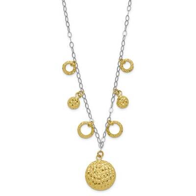 14k White Gold CABLE LINK CHAIN with YELLOW CHARMS CMEI18121-18