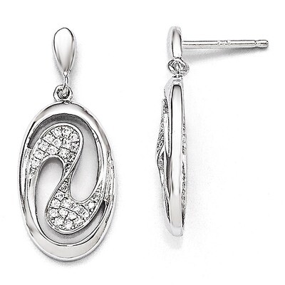 Dangle Post Earrings Sterling Silver &amp; Cubic Zirconia QMP202, MPN: QMP202, 883957044408
