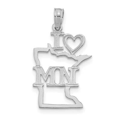 Minnesota State Pendant 14k White Gold Solid D1170W, MPN: D1170W,